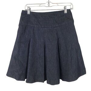 Apostrophe‎ Skirt Womens 2 Blue Pleated Chambray Denim Dark Wash Short Side Zip